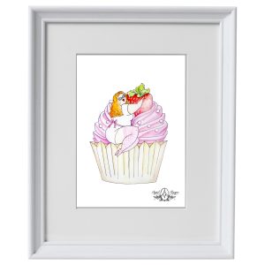 Strawbaby Cupcake 5x7"  on  8X11" Art Print