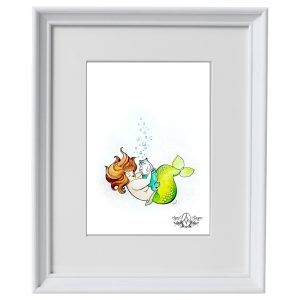 Mermaid and Mercat 5x7" on 8.5X11" Art Print