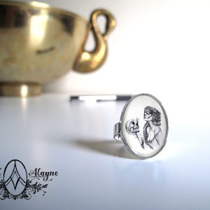 Large Oval Art Ring with "Sugar Skull"