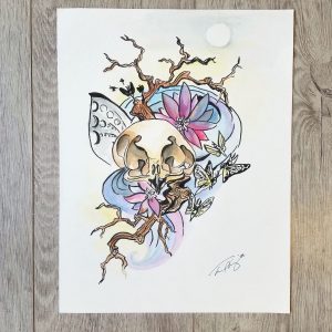 "Owl Skull" by April Alayne ORIGINAL PAINTING